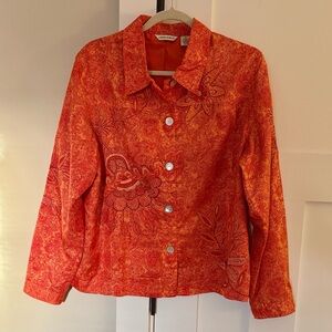 Laura Ashley Silk Vintage Lined Jacket Embroider Artsy Boho Paisley Floral XL 16